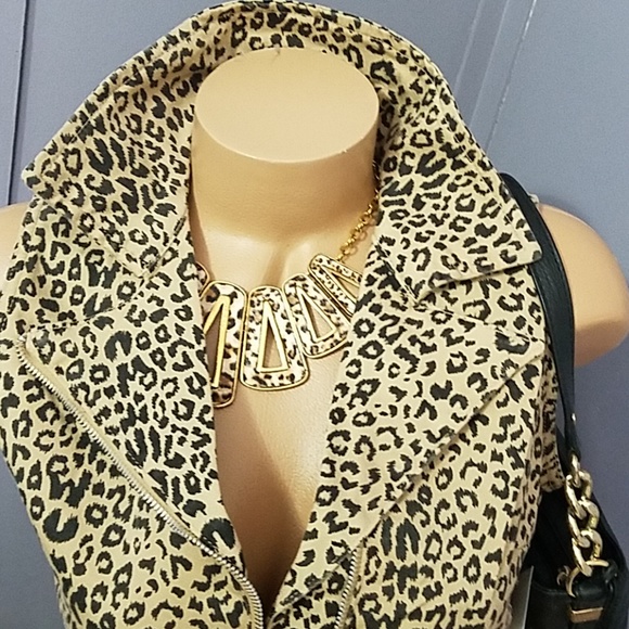 Gorgeous Biker Style Sexy Animal Print Zip Dress - Picture 5 of 8